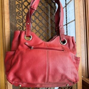 Red Smooth Leather Tignanello Handbag